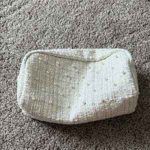 Cream tweed with pearls cosmetic bag